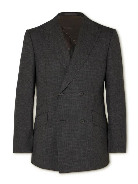 Kingsman - Double-Breasted Checked Wool Suit Jacket - Gray Kingsman