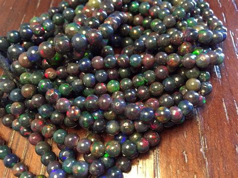 Buy Rare Black Opal Smooth Round Beads, Ethiopian Welo Black Opal Beads ...