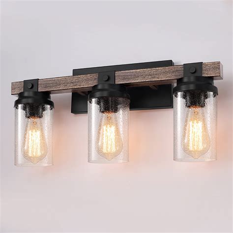 3-Lights Rustic Bathroom Light Fixtures, Farmhouse Bathroom Vanity ...