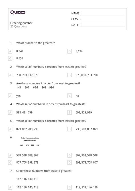 50+ Ordering Numbers 11-20 worksheets on Quizizz | Free & Printable
