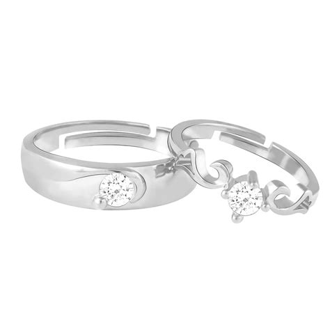 GIVA 925 Sterling Silver Glowing in Love Couple Rings, Adjustable ...