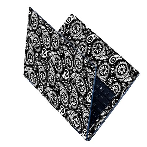 Shop White Spiral Leaves on Black Laptop Skin | Buy Online Now ...