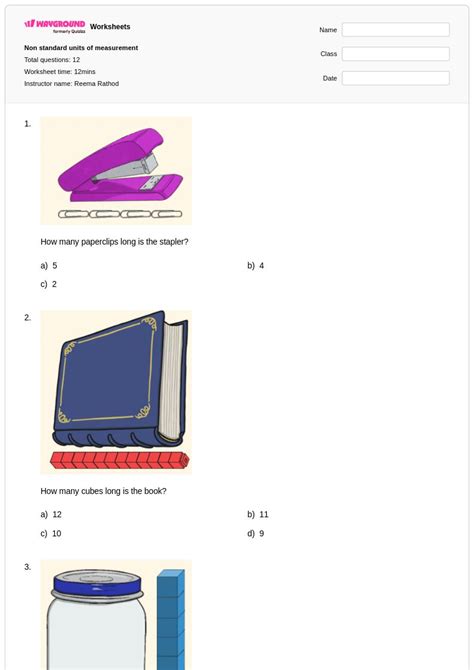 50+ Non-standard Units worksheets for Class 1 on Wayground | Free ...