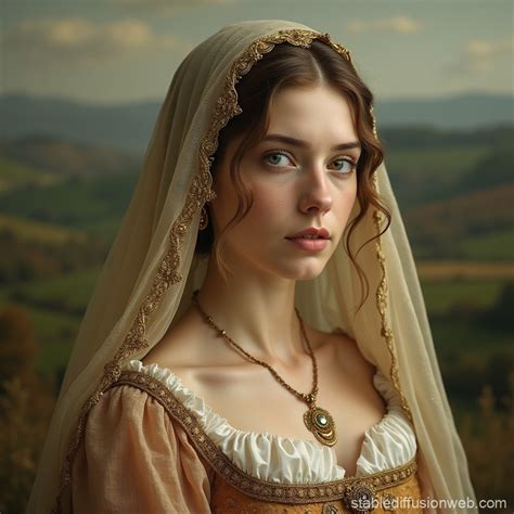 Renaissance Woman in Soft Landscape | Stable Diffusion Online
