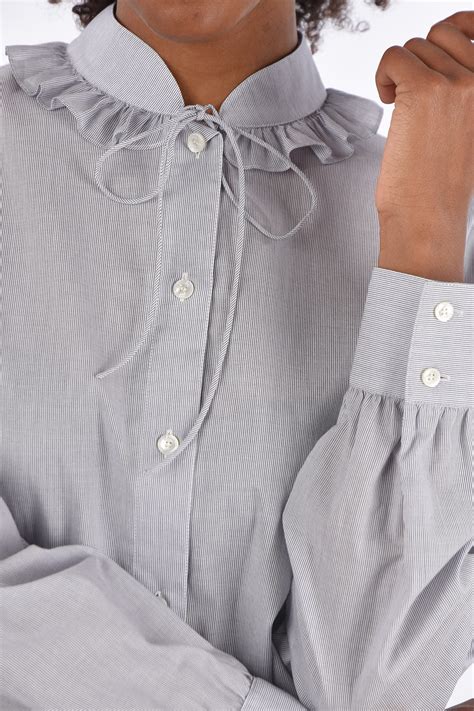Celine Striped Ruffle Collar Shirt women - Glamood Outlet