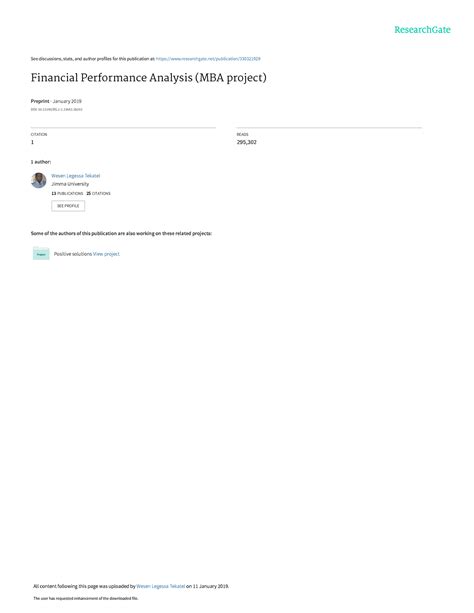 Financial Performance Analysis MBAproject - See discussions, stats, and ...