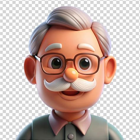 3d grandfather cartoon character icon on transparent background ...