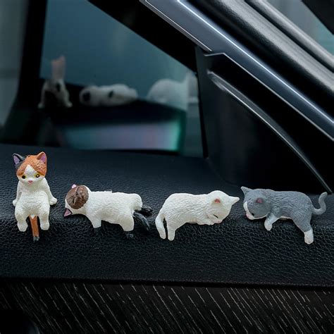 Spiaty Resin Miniature Cat Figurines Home, Office and Car Dashboard ...