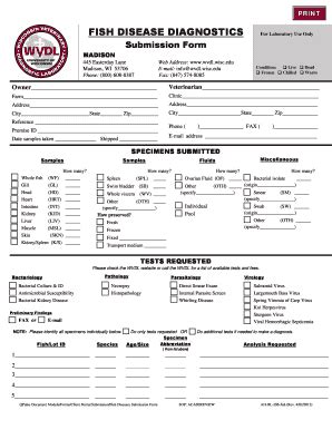 Fillable Online wvdl wisc Fish Disease Diagnostics Form Fax Email Print ...