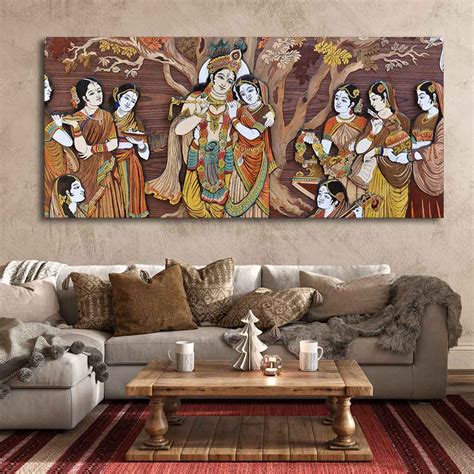 Eurotex Radha Krishna Rasleela, Canvas Printed, Painting For Living Ro