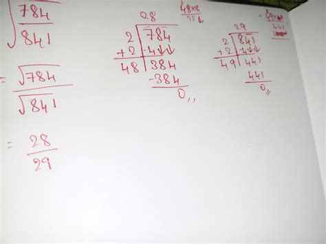 Find the square root of the following fraction by division method 784/ ...