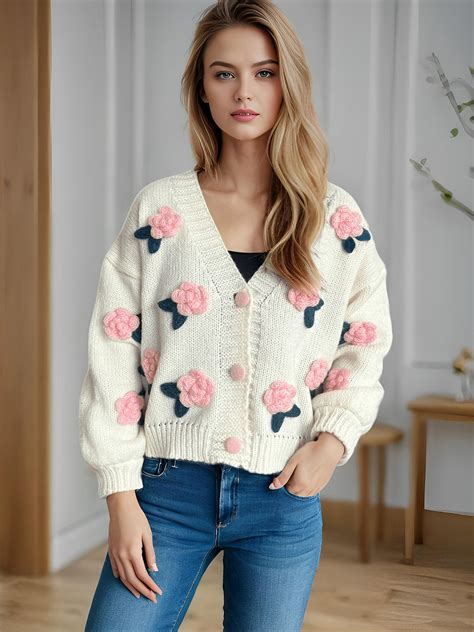 Margot 3D Flower Applique detailing Sweaters – TrenBee