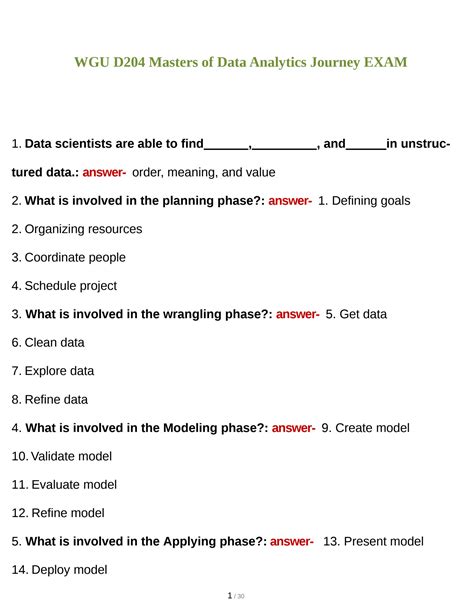 SOLUTION: Wgu d204 masters of data analytics journey exam 20232024 ...