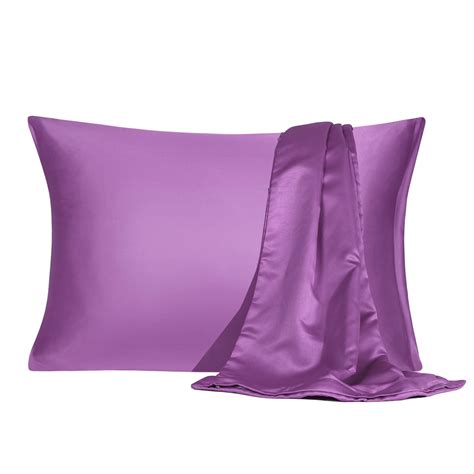 Satin Pillowcase with Zipper Standard Size Set of 2 Silky Sateen Pillow ...