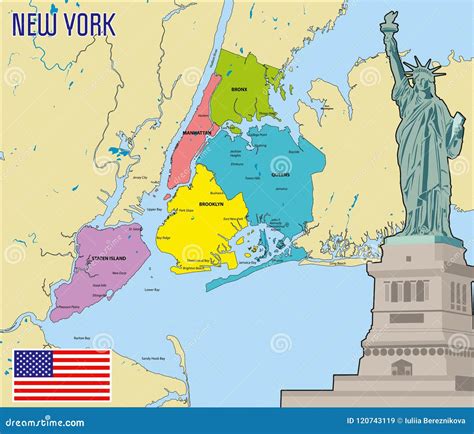 Mapa Del Vector De Nueva York Ilustración del Vector - Ilustración de ...
