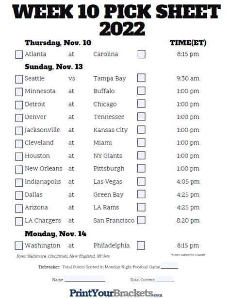 Nfl Printable Pick Em Sheets | usav.bracketpal.com