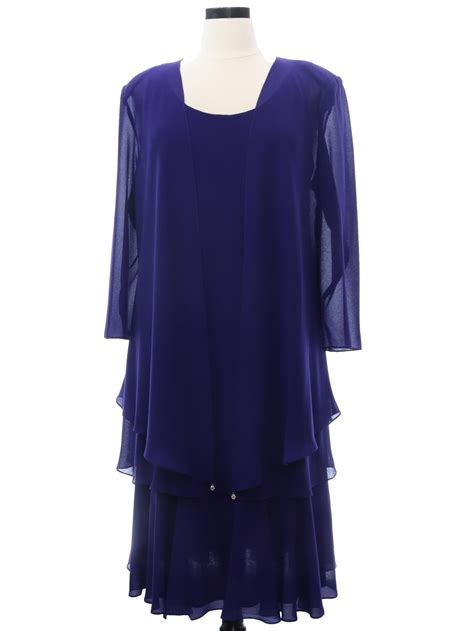 1980's Dress (Cattiva): 80s -Cattiva- Womens royal purple polyester crepe sleeveless dress and ...