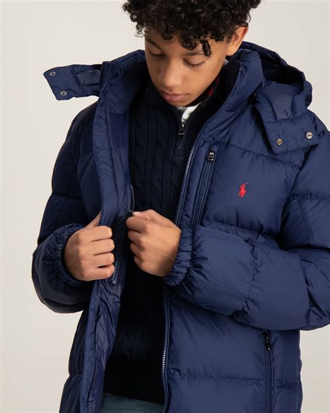 Polo Ralph Lauren Ripstop Down Hooded Jacket Blå til Dreng | Kids Brand Store