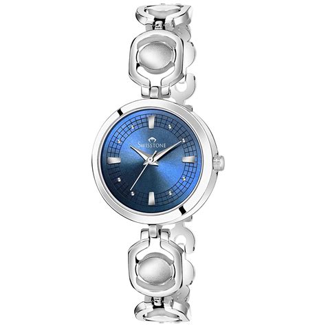 Buy SWISSTONE Analogue Women's Watch (Blue Dial SIlver Colored Strap ...