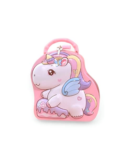 3D Unicorn Piggy Bank - Metal Money Box with Lock & Key, Secure Savings ...