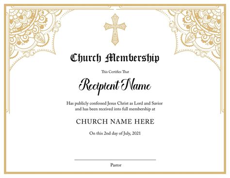 Buy Editable Church Membership Certificate Template. Printable ...