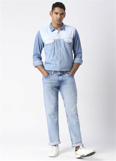 AVILES LS SR COLOURBLOCK DENIM SHIRT | Pepe Jeans India