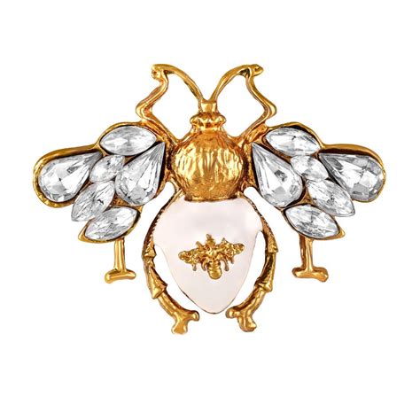 Mahi White Meenakari Bee-Shaped Wedding Brooch / Lapel Pin with Crysta ...