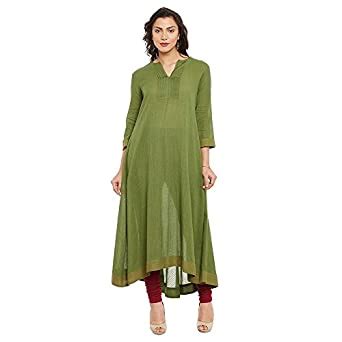 Olive Round Neck Full Sleeve Kurta with Palazzo and Chunni : Amazon.in ...