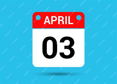 Premium Vector | April 3 calendar date flat icon day 3 vector illustration