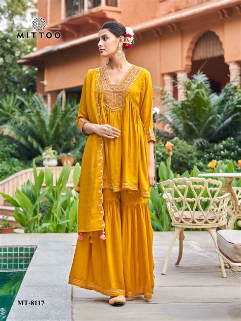 Mt 8117-8120 Mittoo Muslin Readymade Sharara Suits – Kavya Style Plus