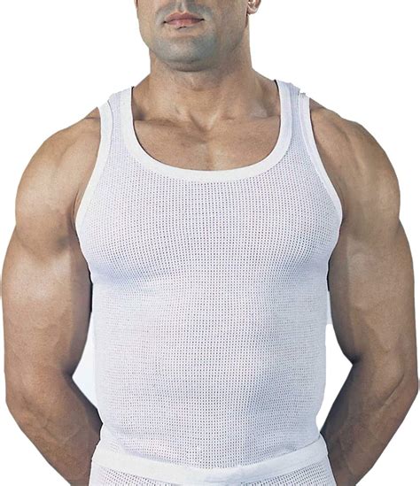 Cozy Style Mens Sleeveless Mesh Vests Pack of 3 White Airtex Underwear ...