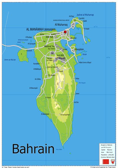 Physical Map of Bahrain - The Oxford Collection– I Love Maps
