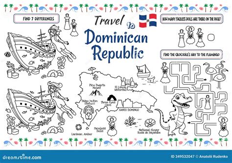 Printable Travel To Dominican Republic Activity Sheet with a Labyrinth ...