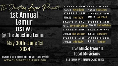 Lemur Festival 2024, The Jousting Lemur, Bismarck, 30 May to 1 June ...