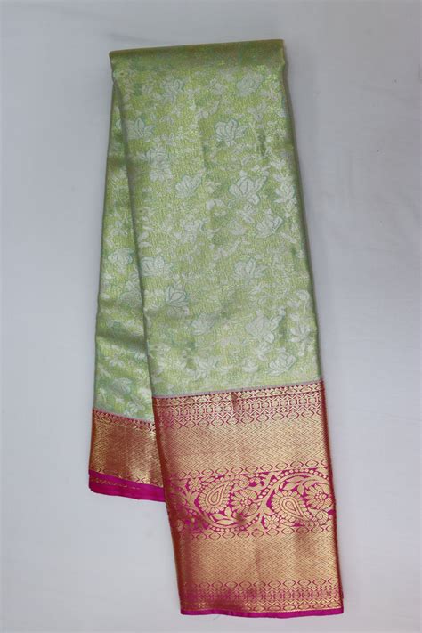 Graceful Light Green Tissue Kanjipuram Saree – Pattu Vastra