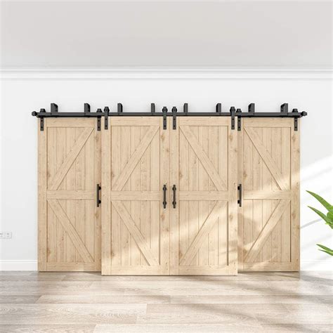 Buy WINSOON 8FT Sliding Bypass Barn Wood Door Hardware 8 Rollers Kit ...