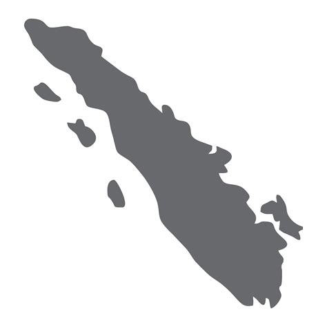 Map of Sumatra, a province of Indonesia. Simple flat gray icon on white background. Suitable for ...