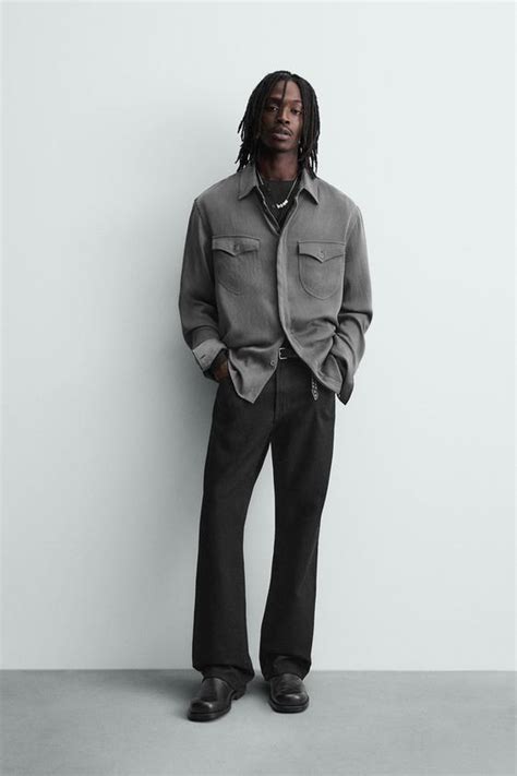 FLUID SHIRT WITH POCKETS - Grey | ZARA India