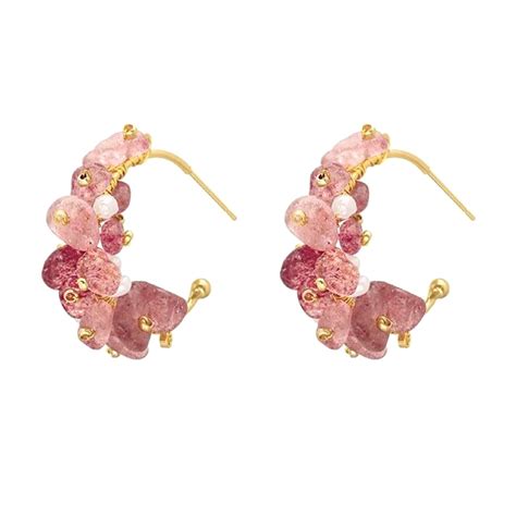 Yellow Chimes Earrings For Women Gold Tone Pink and White Stone Studded ...