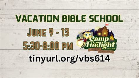 VBS - 5 evenings - FREE for all ages 3 -- grade 4 completed, 35 E ...