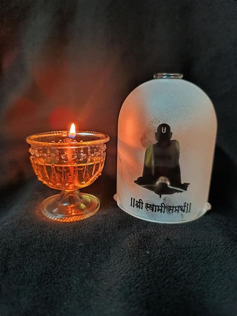 Buy Glass Diya with shri Swami Samarth Handi | Akhand Glass Diya with ...