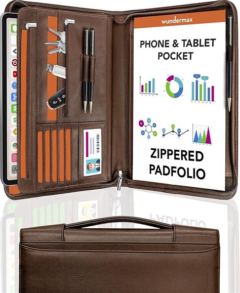 Wundermax 13x10.7x1.9in Vegan Leather Padfolio for India | Ubuy