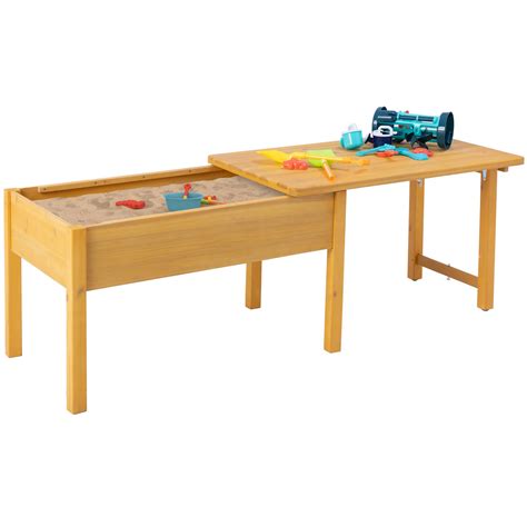 BIRASIL Wooden Sand Table, Kids Sensory Tables with Folding Lid ...