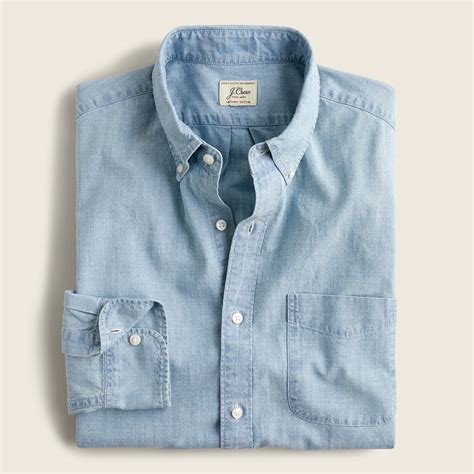 J.Crew: Organic Cotton Chambray Shirt In Five-year Wash For Men