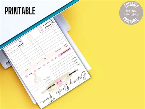 Bakery Order Form 的图像结果