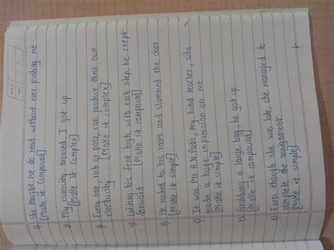 this is the exercise of the topic systhesis of sentences can anyone ...