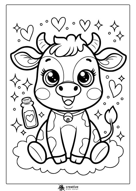 Cute Cow Coloring Page A Cow In The Meadow – Coloringbook.pics
