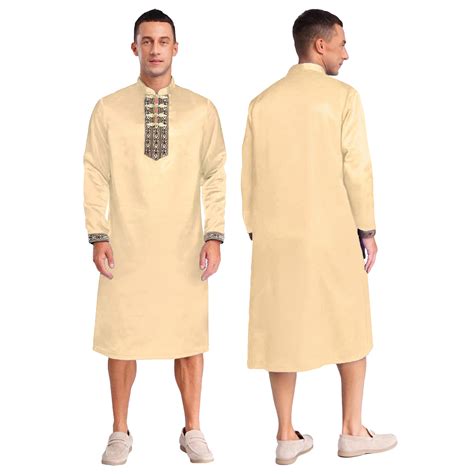 Mens Muslim Robe Indian Thobe Prayer Clothing Embr... – Grandado
