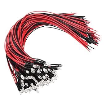 PATIKIL 3mm LED Diode Light, 100 Pcs 9-12V DC Pre Wired Mini LED Lights ...