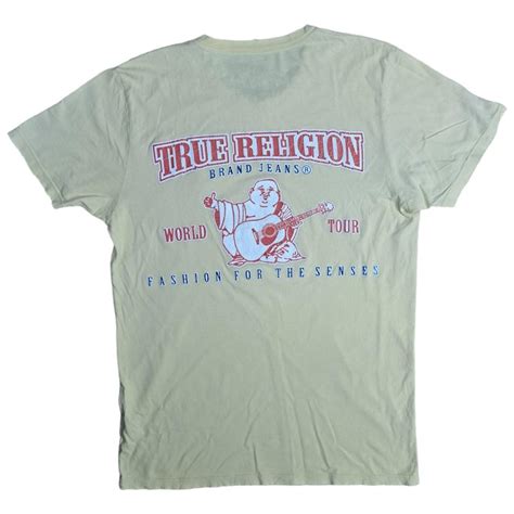 True Religion T-shirt Pastel yellow true religion... - Depop